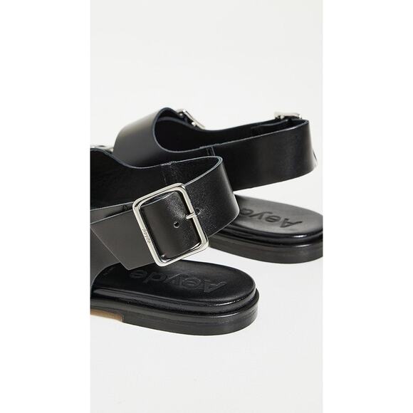 Aeyde Thekla Buckled Leather Sandals Black - IT 37.5/US 7.5 - Picture 7 of 8